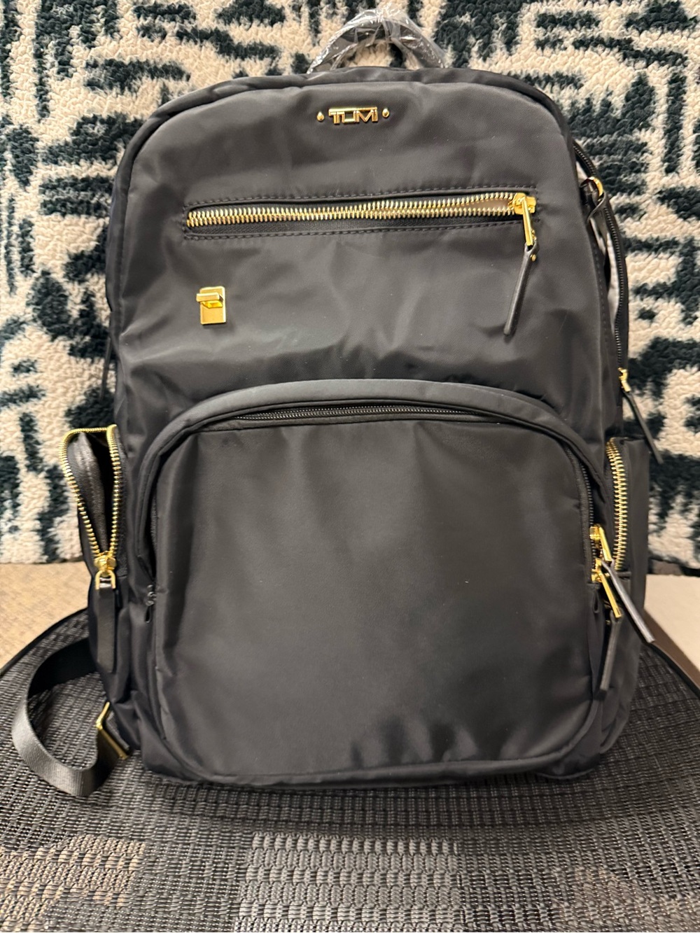 Tumi Black Nylon Laptop Backpack with Gold Hardware
